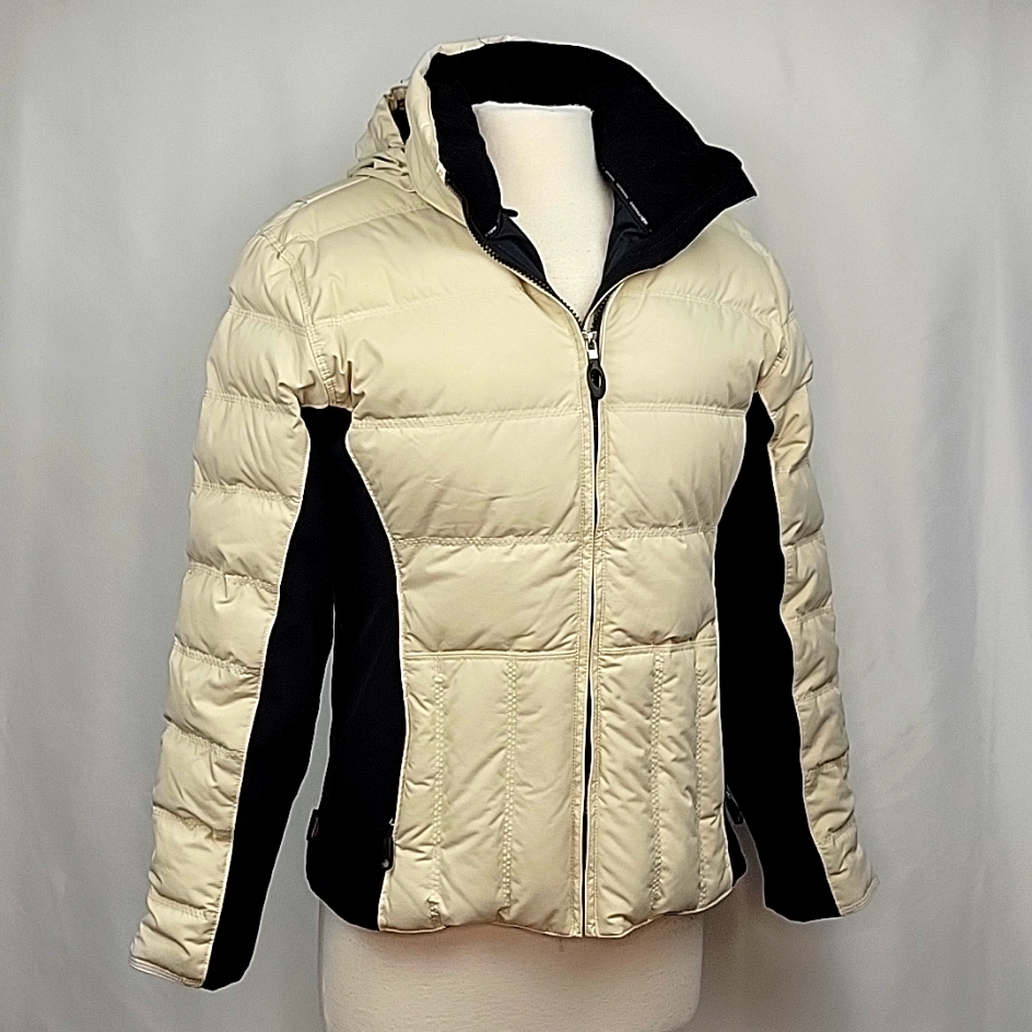 Obermeyer Circuit Hydro Block Goose Down Ski Jacket Cream & Black Size 10